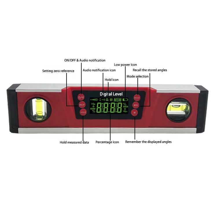 10-Inch Digital Torpedo Level and Protractor with Bright LED Display, IP54 Dust/Water Resistant smart level,V-GROOVE MAGNETIC