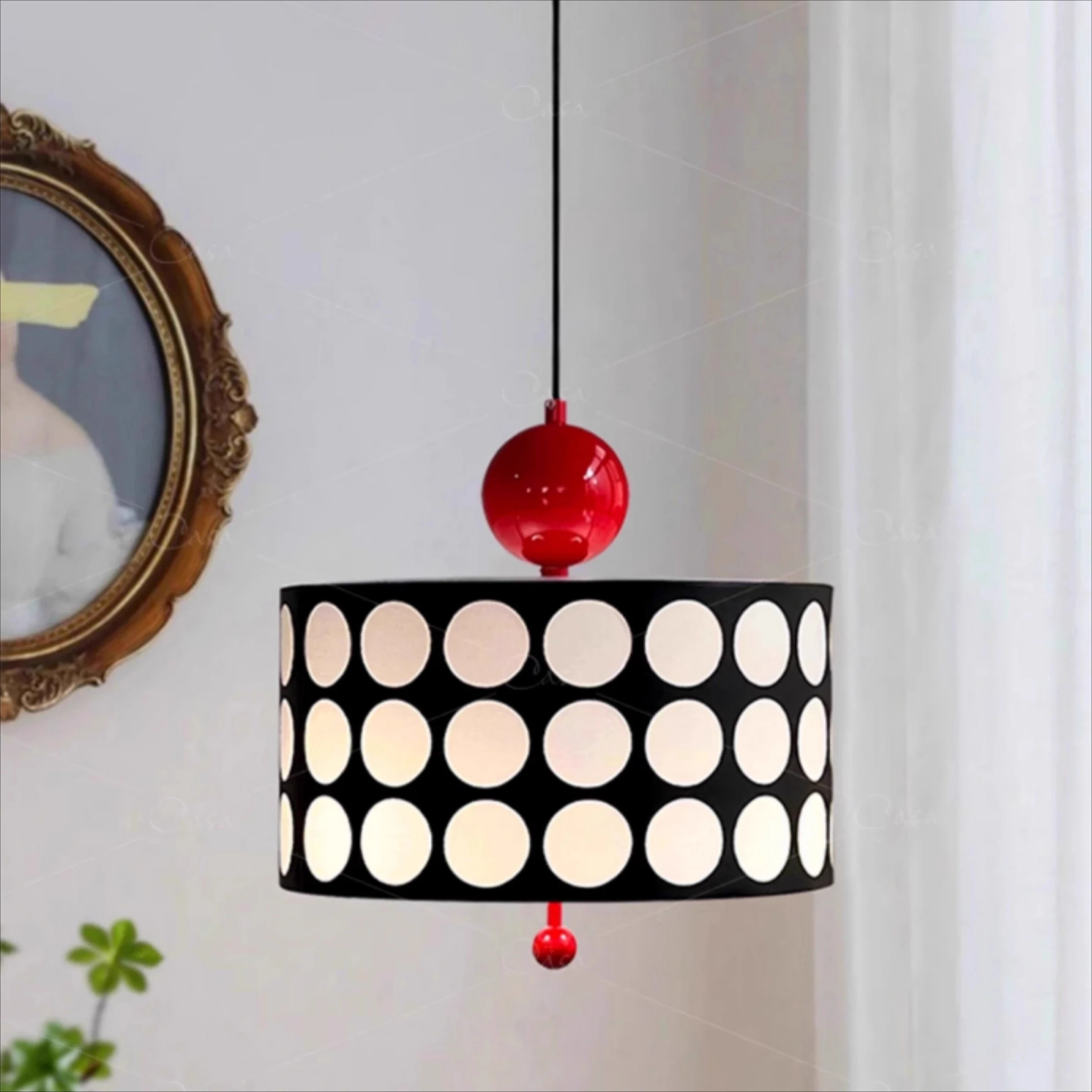 

Винтажный подвесной светильник для ресторана в средневековом кремовом стиле, французский ретро-стиль в горошек, художественная сетка, барная стойка, настольный светильник