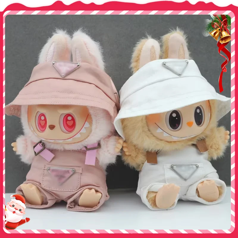 Doll Labubu  Figurine Suitable Clothes Trendy Cute Printed Graffiti Hoodie Cardigan Fisherman Hat Strap Pants Christmas Gifts