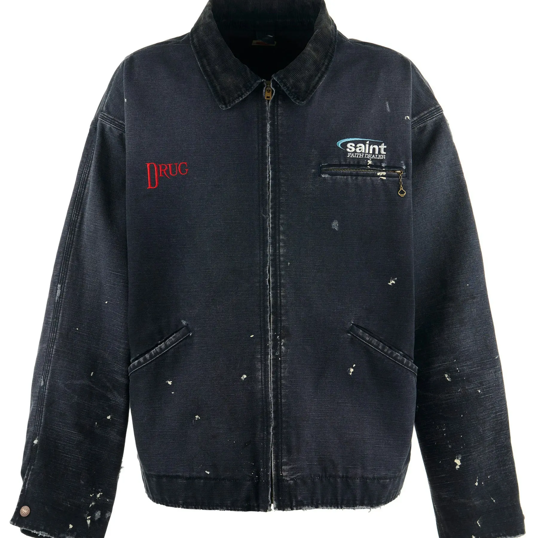Saint Michael Detroit Workwear Washed Distressed Loose Classical Simple Style Jacket