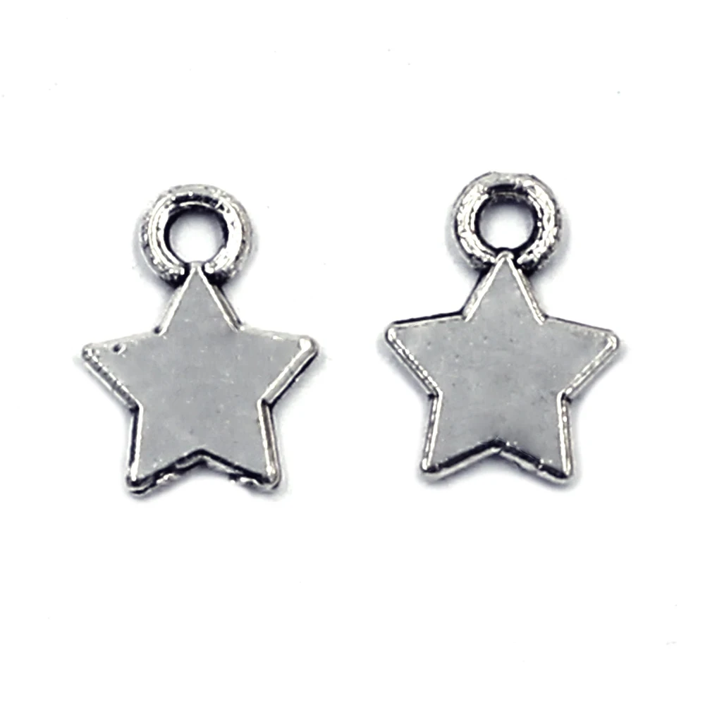 

300 шт. мини-подвесок в форме звезды-пентаграммы 10x7 мм, серебристые, для изготовления браслетов, серег, поделок, набор материалов для рукоделия