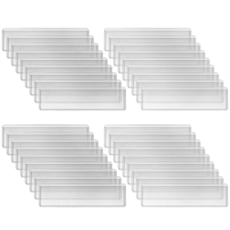 AU61-Holders Adhesive Shelf Tag 1.2 X 4.3 Inch Clear Shelf Tag Card Pockets Drawers For Supermarket (60 Pack)