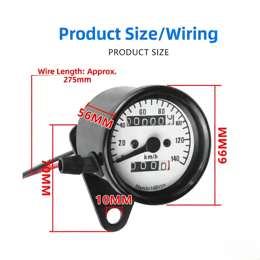 56MM Motorcycle Speedometer Odometer with Mechanical Movement and Halogen Lighting for Accurate Speed and Distance Monitoring
