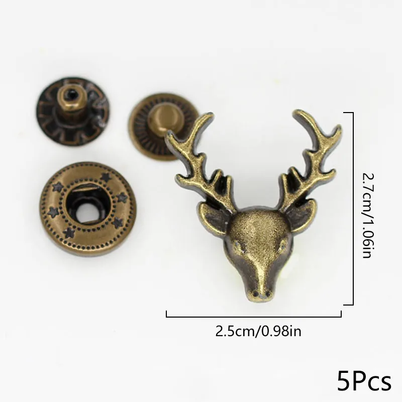 5 pezzi bottoni automatici rivetti a doppio cappuccio in metallo per borsa fai da te cintura indumento borsa in pelle chiusura a scatto accessori