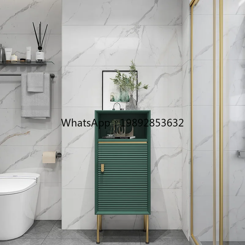 ZZXL Side Cabinet Bathroom Solid Wood Side Toilet Storage Organizer Cabinet Storage Small Vertical