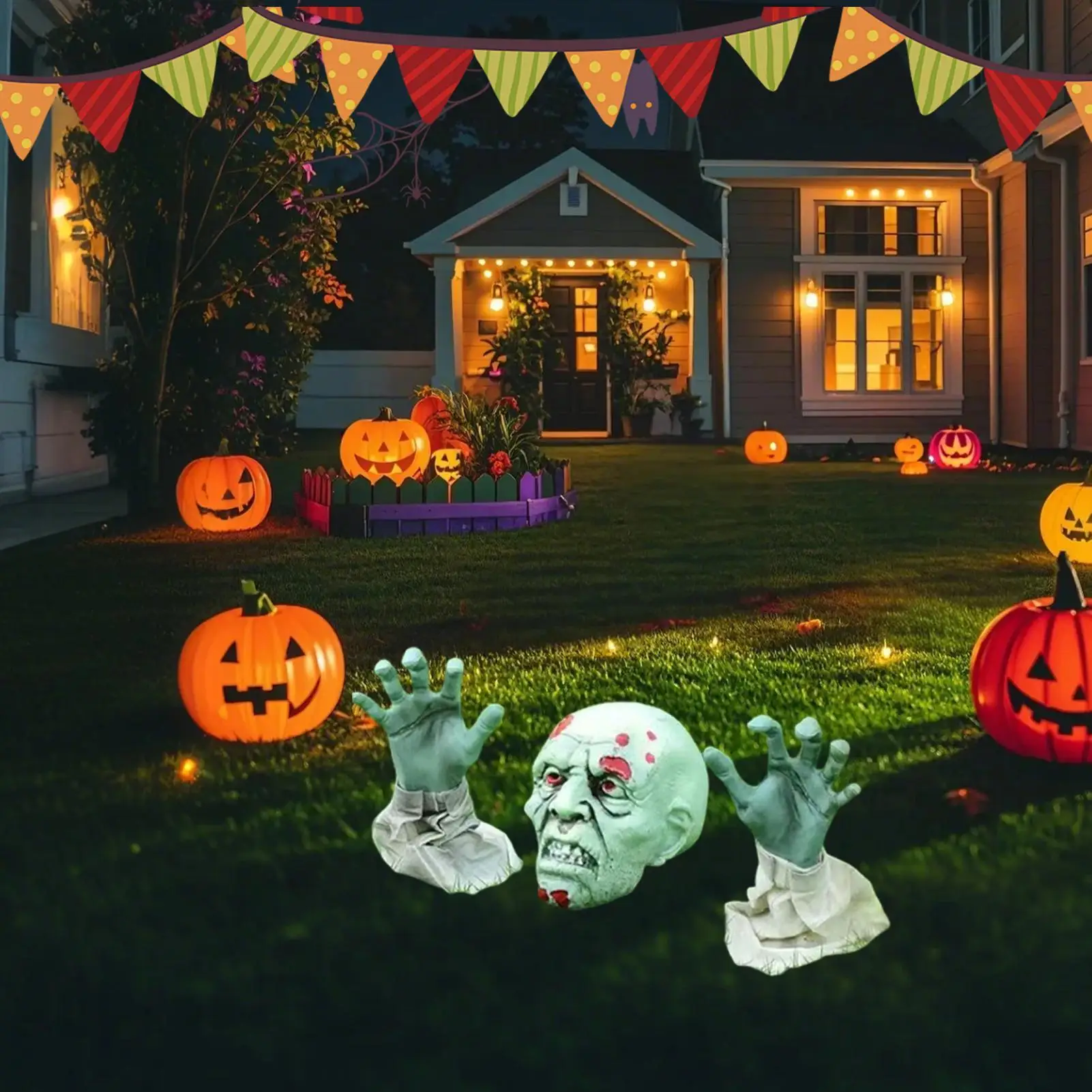 Skeleton Coming Out Of Ground Ground Breaker Skeleton 3 Pieces Realistic Skull For Pathway Lawn Garden Front Door Yard Fence