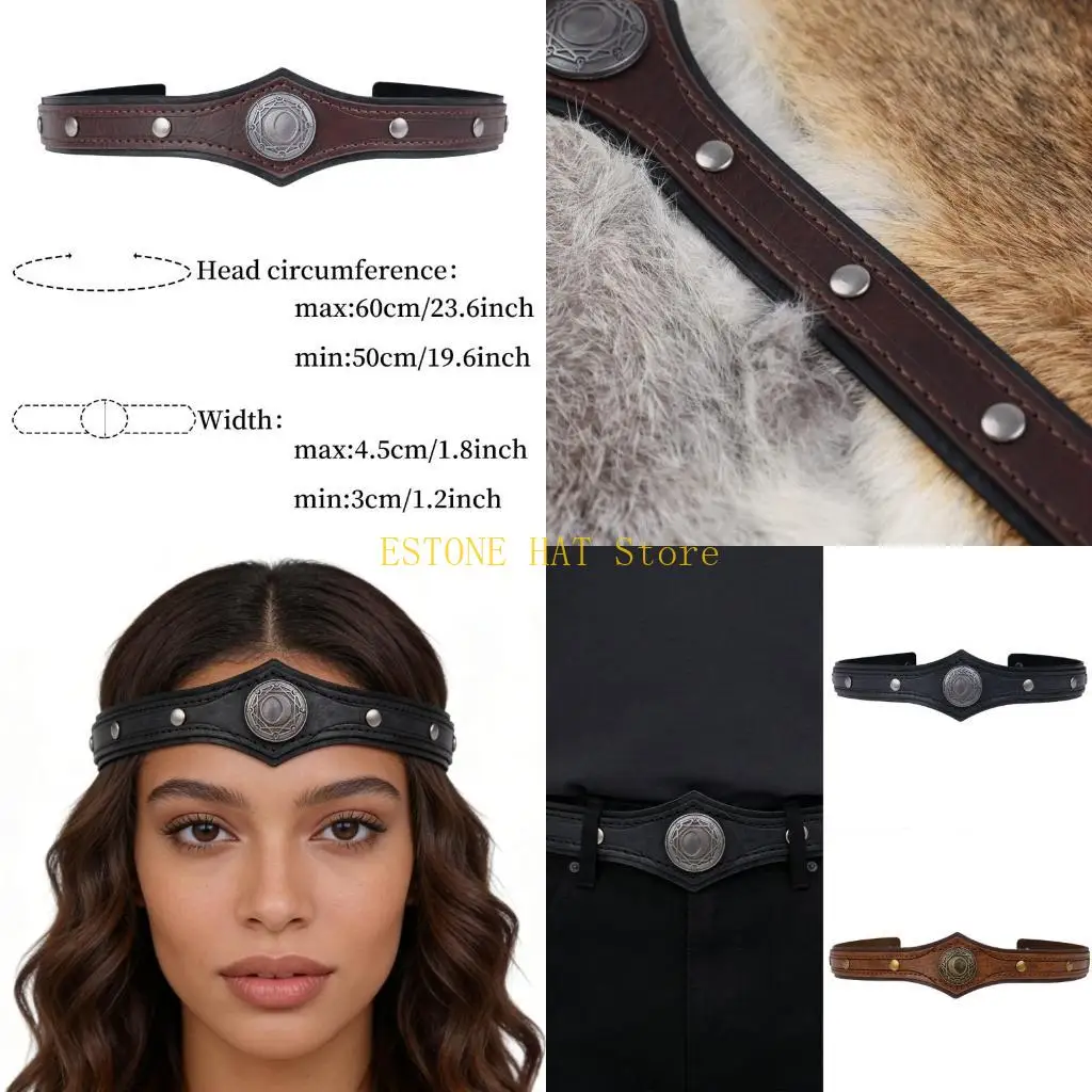 

49MF средневековый стиль, костюм для косплея, повязка для волос, водостойкая повязка для волос из искусственной кожи