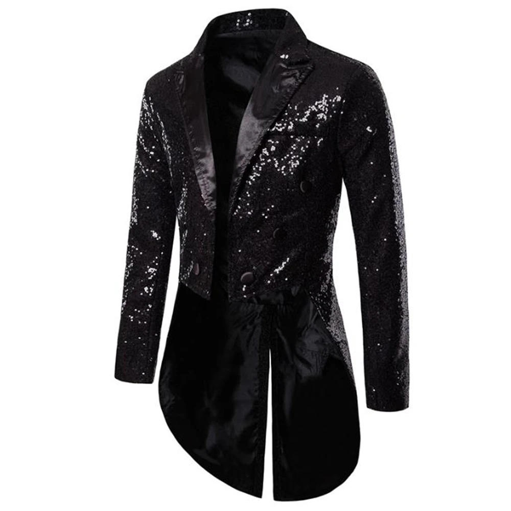 Shiny Gold Pailletten Glitter männer Frack Anzug Jacke Männlich Zweireiher Hochzeit Bräutigam Smoking männer Blazer Party Bühne kostüm