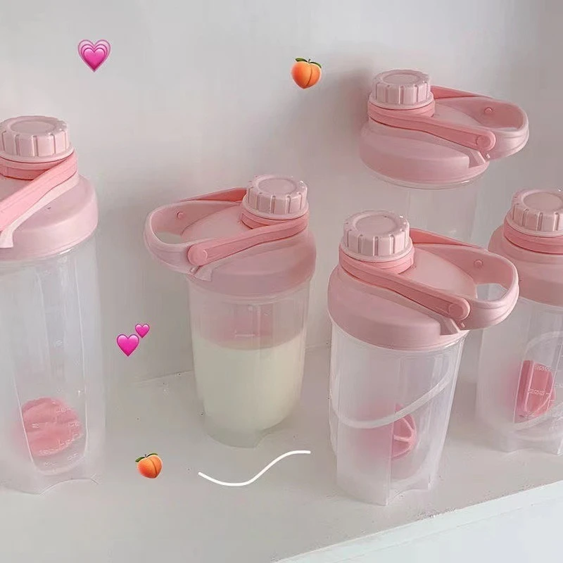 Koreanische Ins Stil Shaker Flasche Tasse Tragbare Protein Pulver Milchshake Mischen Sport Stilvolle Wasser Tasse Fitness