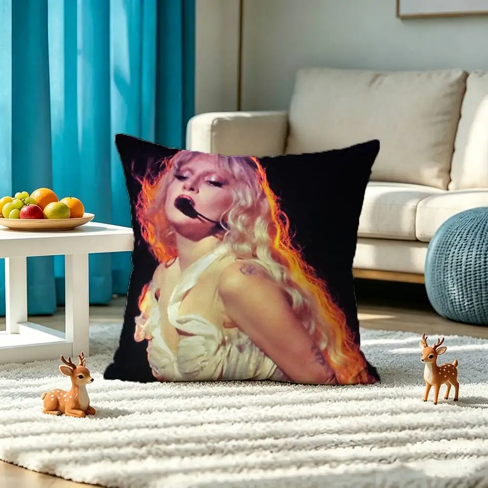Singer L-Lady Gaga MAYHEM Square Double-Sided printed Pillow Case Bedroom Bedside Pillow Sofa Cushion Cover