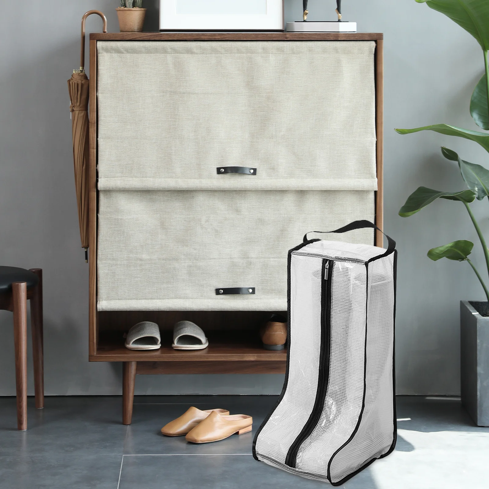 

Zipper Boots Storage Foldable Shoe Organizer Travel Pouch Dust Proof Pvc Portable Boot Holder Household Storage Pouch Reusable