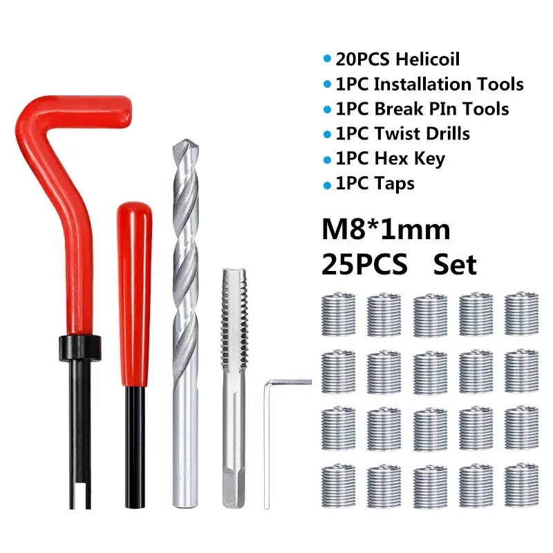 XCAN Thread Repair Kit M3 M4 M5 M6 M8 M10 M12 M14  Screw Thread Inserts For Restoring Damaged Threads Repair Tools Drill Bit - Image 25