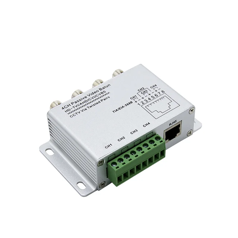 4 Channels Passive Video Balun Receiver Coaxial to RJ45 HD TVI/CVI/AHD/CVBS Twisted Pair Transmitter Transceiver CCTV System