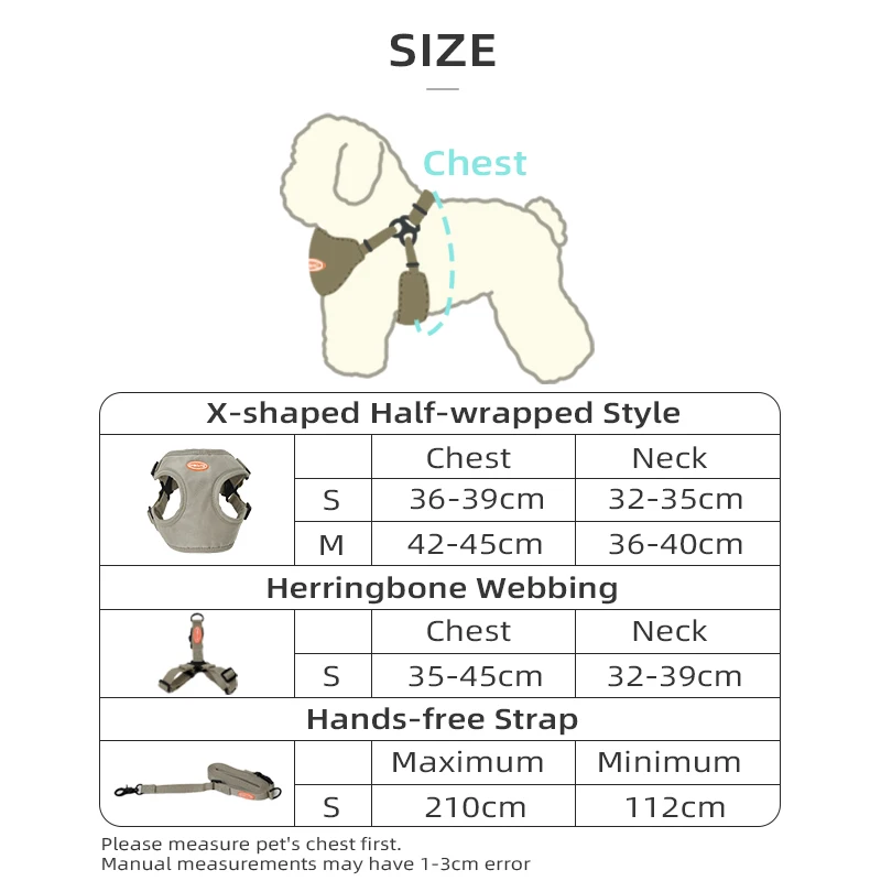 ONECUTE Handsfree Pet Dog Puppy Harness with Adjustable Traction Rope Cat Breathable and Not Tight