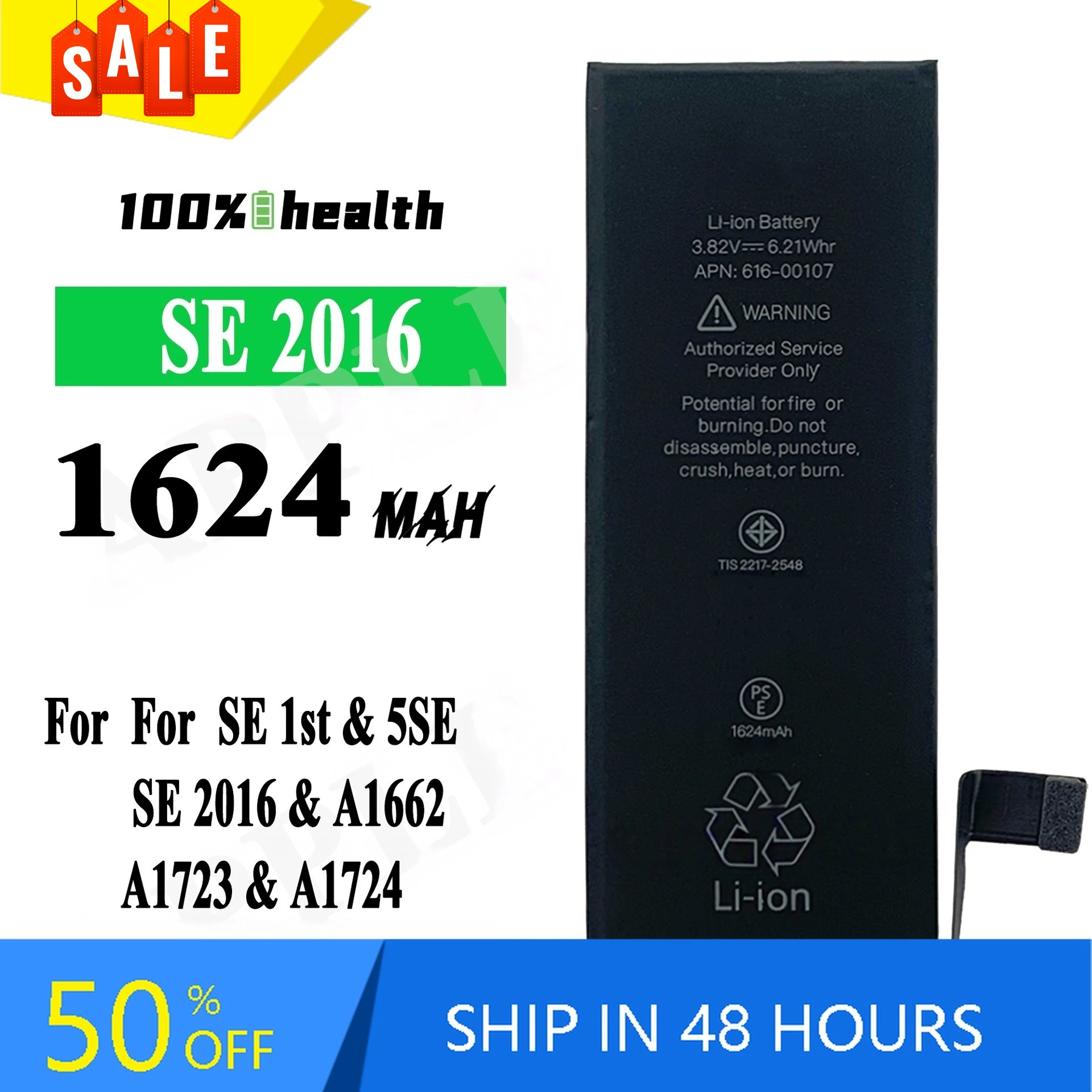 

1624mAh Mobile Phone Battery for APPLE IPhone 5seSE 2016 SE1st 5SESE 2016 A1662 A1723 A1724 Lithium Rechargeable Battery