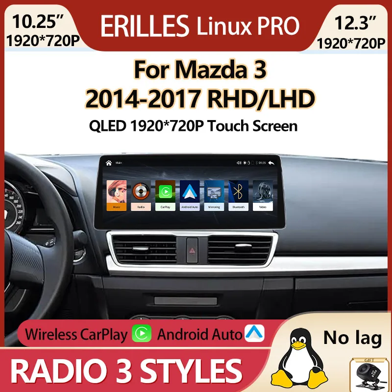 

Car Radio For Mazda 3 2014-2017 Wireless CarPlay Android Auto Multimedia Video Player Head Automotivo touch hd Screen Linux bt