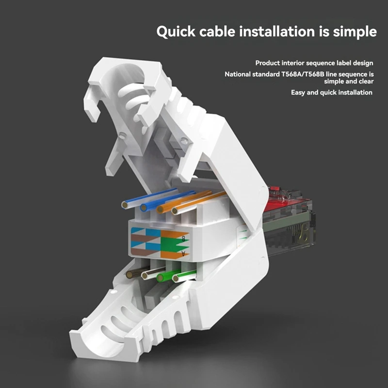 5 قطع RJ45 قابس إيثرنت سلكي سهل إنهاء الشبكة DIY، لا يتطلب مكشكش لأجهزة توجيه ومفاتيح سطح المكتب