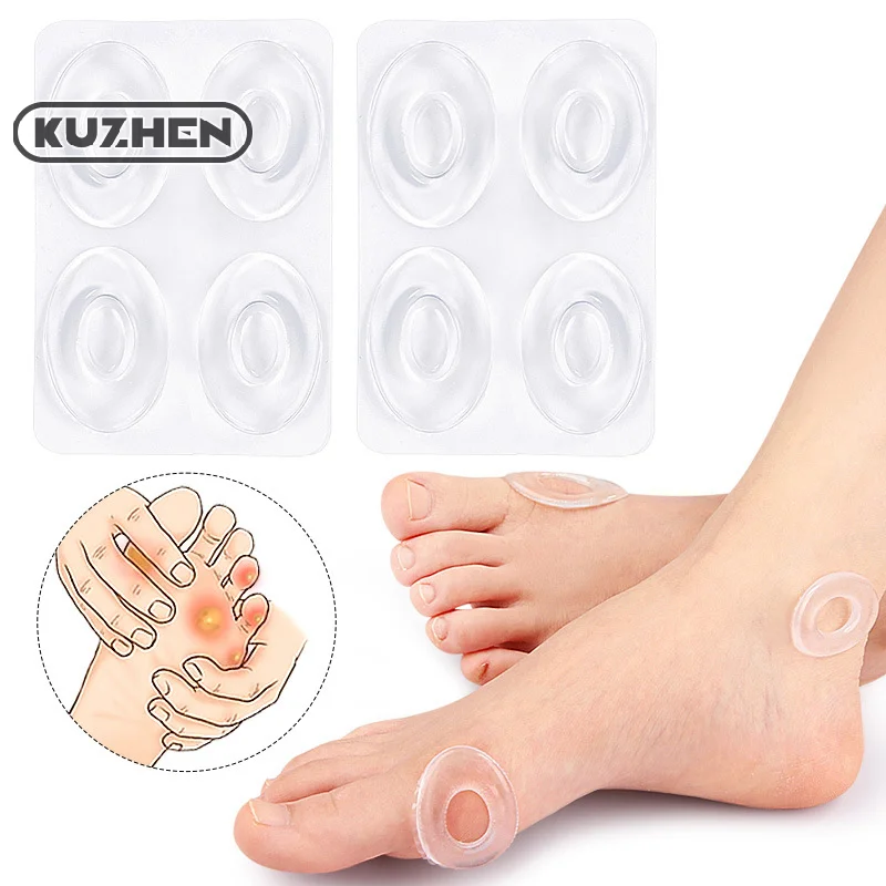 4pcs Waterproof Toe Cushions Oval Gel Callus Pads From Rubbing Reusable Foot Corn Sticker Calluses Protector