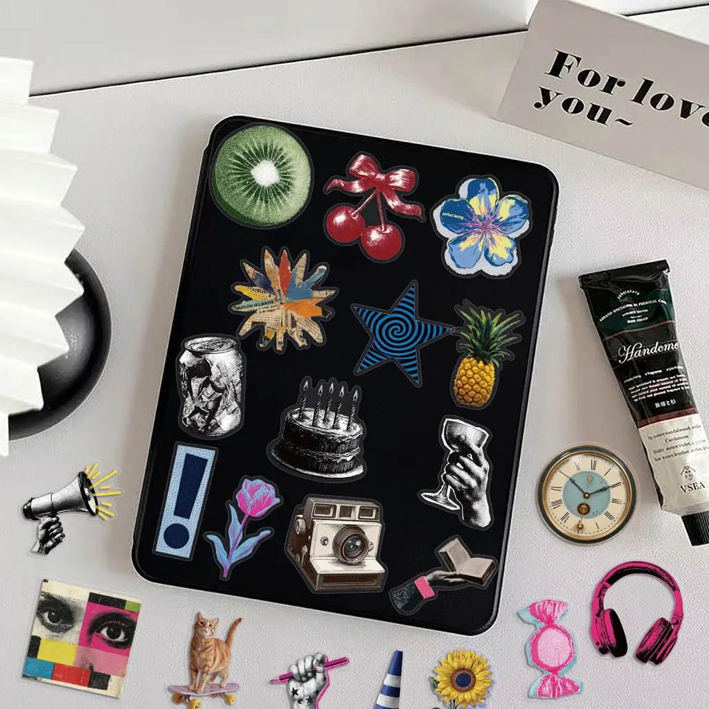 50 Stück Y2K Pop-Art Alltagsgegenstände PET Wasserfeste Aufkleber, Auffällige Cartoon-Objekt-Sticker für Gitarre, Skateboard Giajar Sticker Store – Detail 7