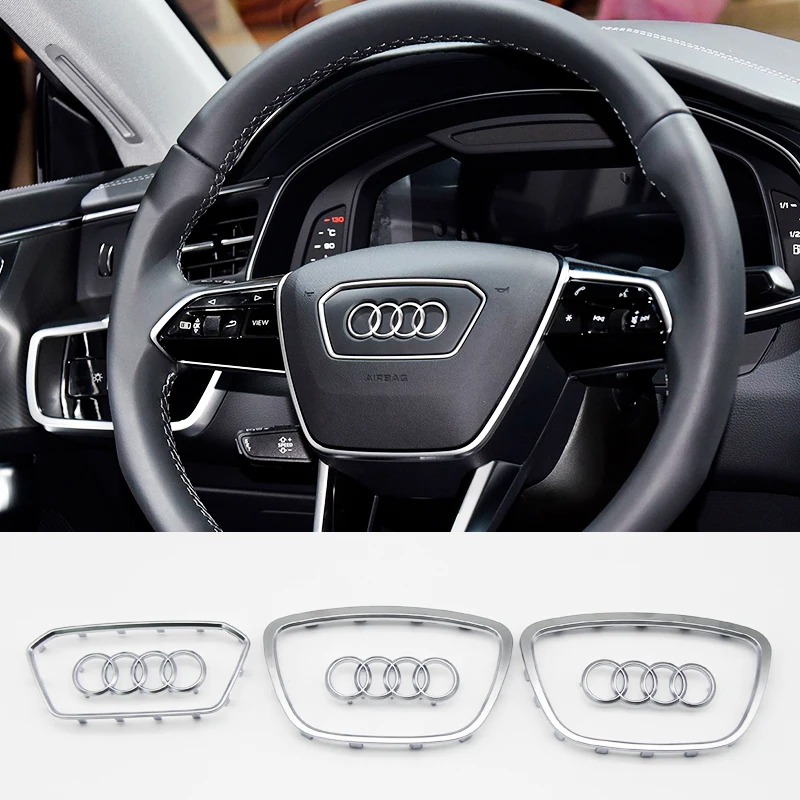 Automobile Steering Wheel Electroplated Car Logo Sticker For Audi A3 A4 B5 B6 B8 A3 8P 8V 8L A5 A6 C6 C5 A1 A7 A8 Q2 Q3 TT