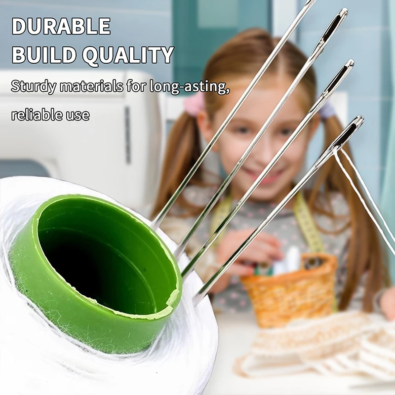 مجموعة إبر الخياطة المصنوعة من الفولاذ المقاوم للصدأ - 31/34/36 قطعة إبر العين الكبيرة لسهولة الخياطة اليدوية، مجموعة إصلاح منزلية متينة