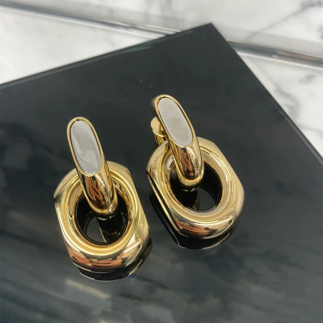 

Europe Fashion Designer Gold Silver Geometric Pendant Earrings Woman Top Quality Luxury Jewelry