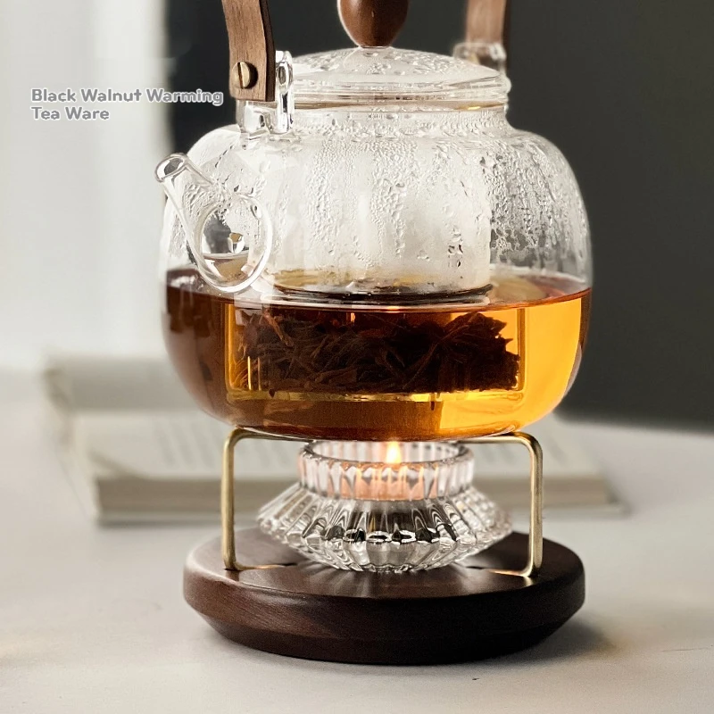 Warm Tea Holder Base for Home, Camping Atmosphere, Portable Tea Making, Warm Tea Table, Office, Black Walnut Candle