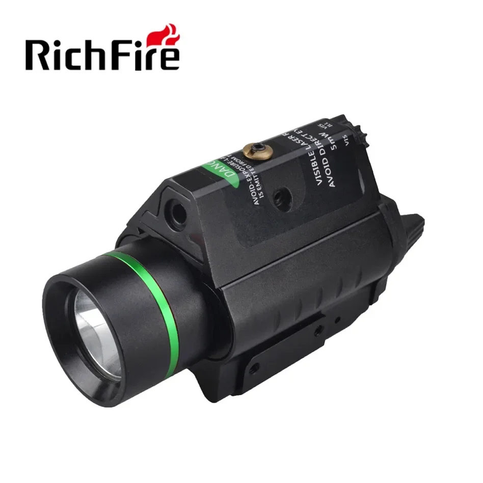 Richfire Powerful Weapon Lights 300LM Combo Red/Green 5mw Laser Torch with CR123A Battery for Pistol Handgun Rifle