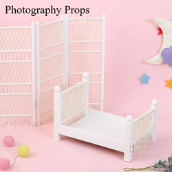 Newborn Photography Props Baby Posing Bed  Furniture Retro Hand-woven Cotton Rope Screen Backdrop Infant Photoshoot Accessories