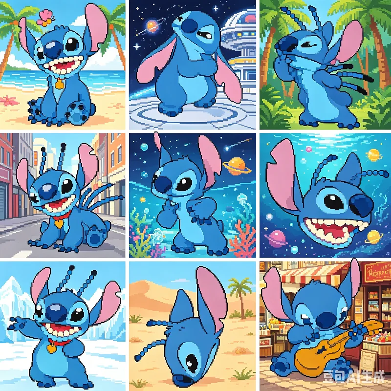Stitch 5D Diamond Painting Stickers Kit 9Pcs Cute Lilo&Stitch DIY Mosaic Art Stickers for Kids Beginner Handmade Craft Gift Frid