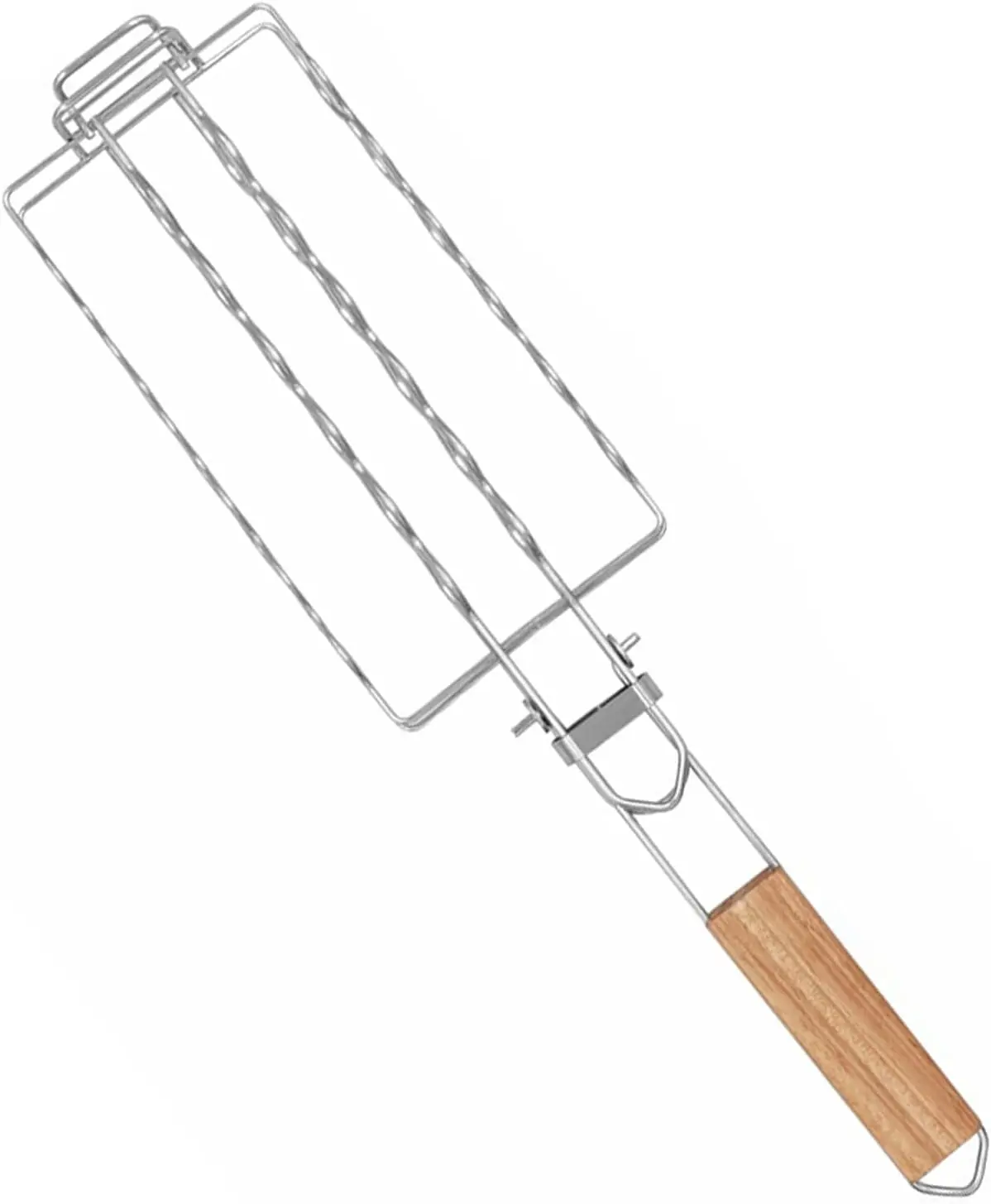 

Складная корзина для гриля из нержавеющей стали с деревянной ручкой для хот-догов и сосисок, для барбекю на природе, кемпинга, пикника