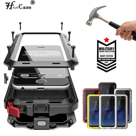 Waterproof Metal Case For iPhone 11 12 13 14 15 Pro Max XS XR 6 7 8 Plus Heavy Duty Full Body Shockproof Armour Protective Cover