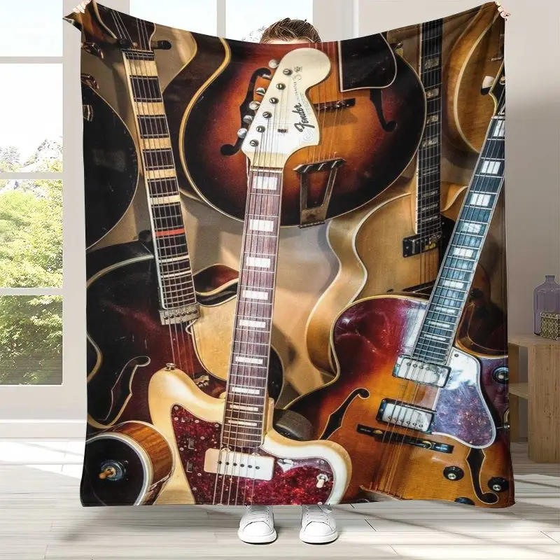Fender Guitar Theme Rock Music Soft Flannel Throw Blanket,Cozy Warm Blanket for Bed,Sofa,Living Room,Picnic,Camping,Home Decor
