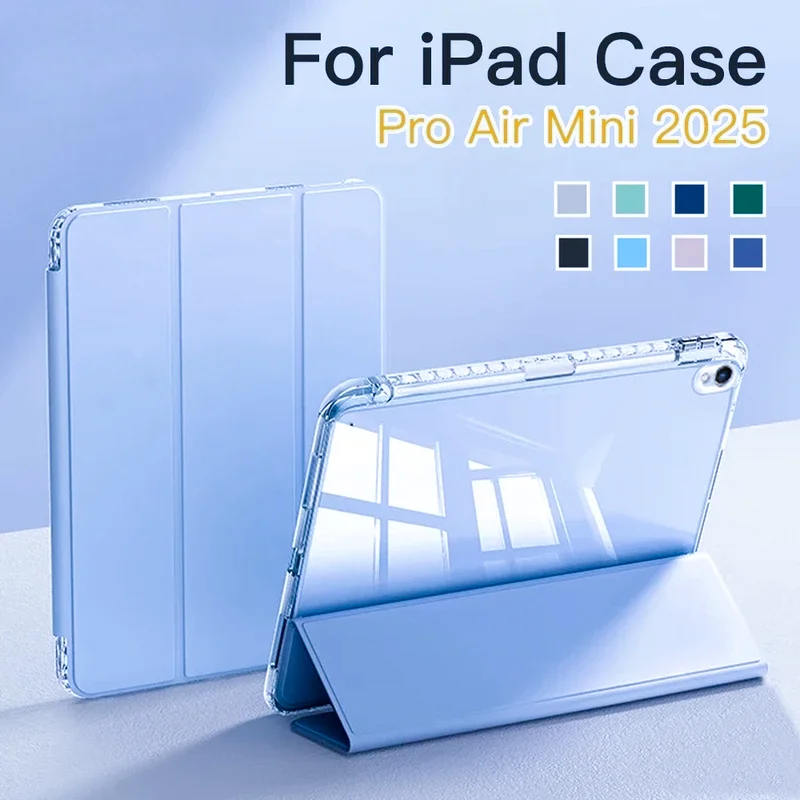 

Чехол для планшета IPad11th202510th10.29.7Air45Pro11Case с держателем для ручек, тройной акриловый прозрачный задний жесткий кожаный чехол