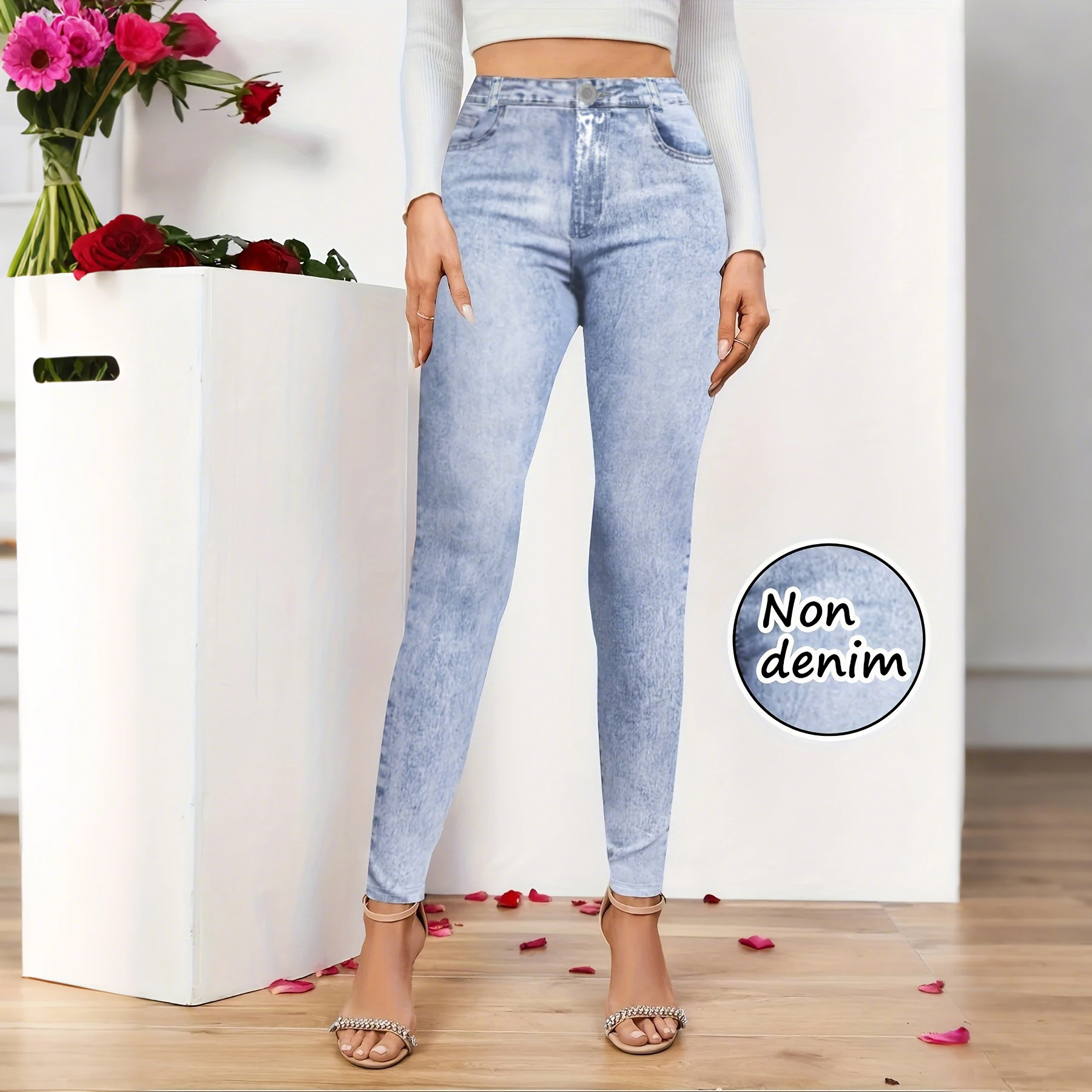 women's non-denim Leggings High Waist Hip Lifting Yoga pants Fashionable Sexy Casual Pants Solid Color High Elastic Soft Wear - Image 2