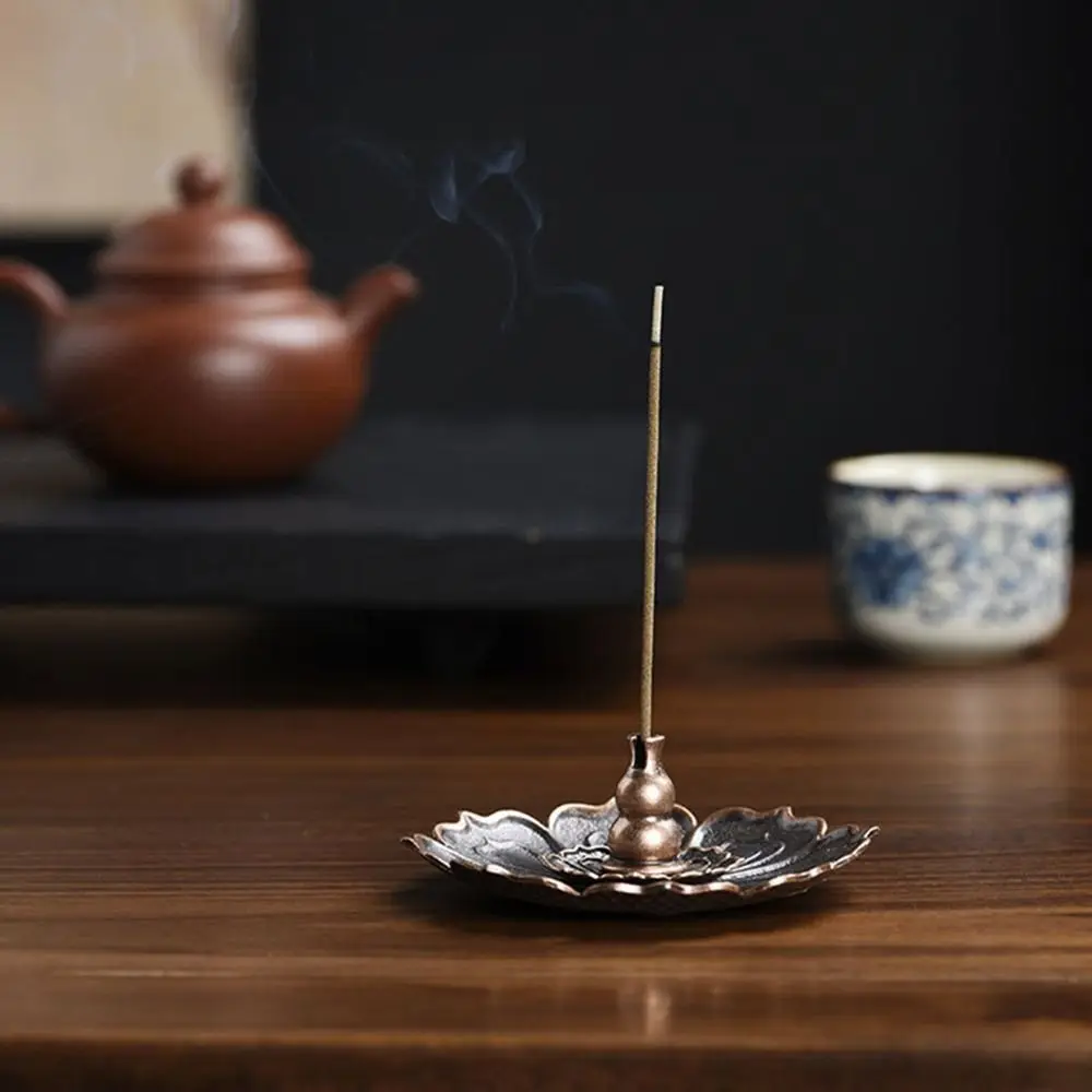Simple Alloy Incense Holder Lotus Shape Decorative Incense Stick Holder Multi-Hole Lotus Censer Temples Home Office