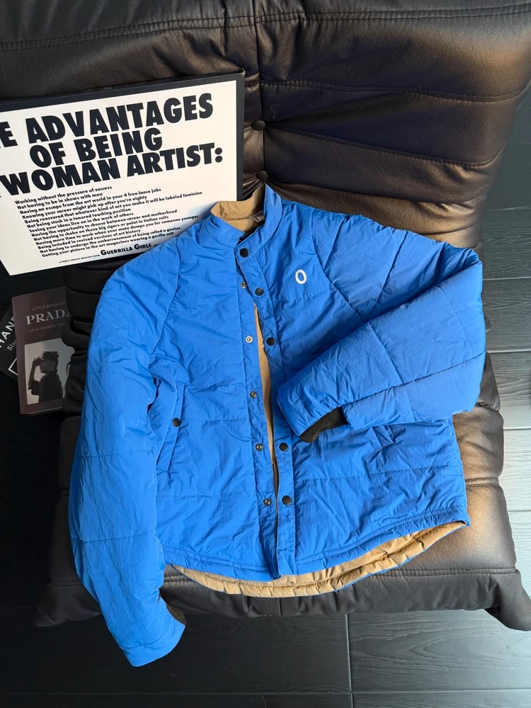 

Мужская легкая хлопковая куртка Klein Blue с двусторонним использованием, воротником-бомбером, ветрозащитная, модная, для активного отдыха