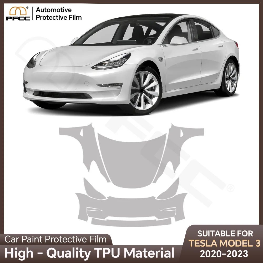 

For Tesla Model 3 2020-2023 9Mil TPU Anti-Scratch Paint Protection Film Car Body Pre-cut PPF Clear Bra Resistant Invisible Cover