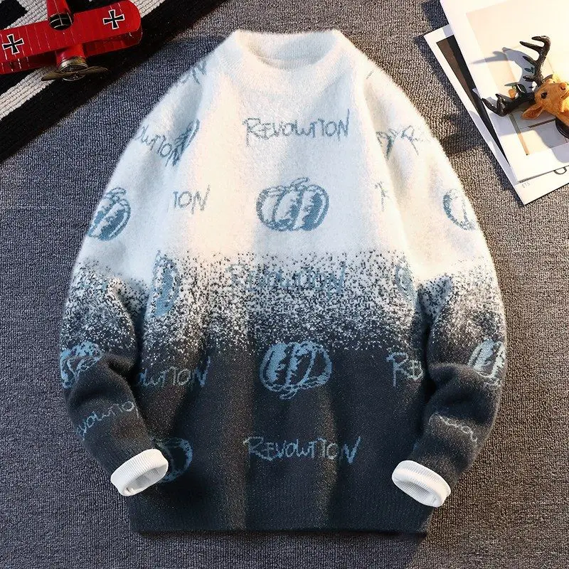 

Мужской трикотаж Thiened из искусственного меха adient, круглый базовый слой, осенне-зимний новый теплый вязаный свитер