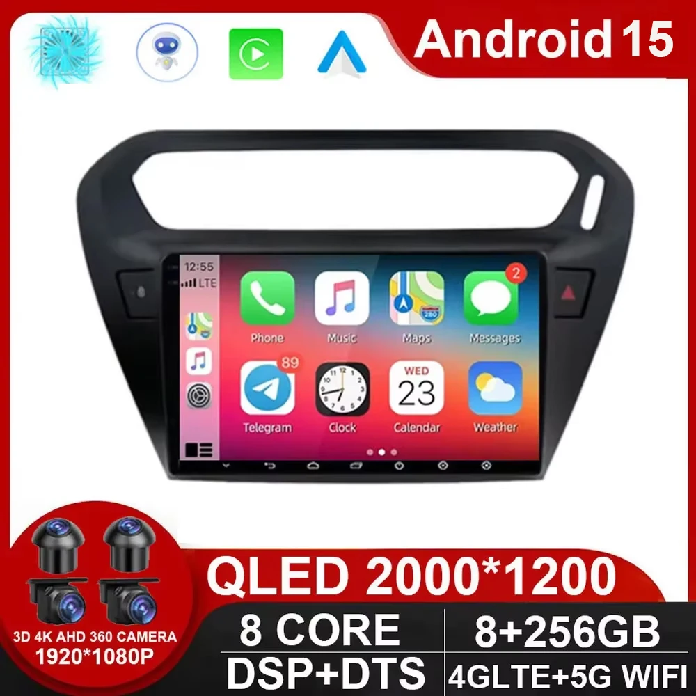 

For Peugeot 301 Citroen Elysee 2013 - 2018 Android 15 Auto Car Radio Autoradio Multimedia Player Stereo Carplay 2din Audio