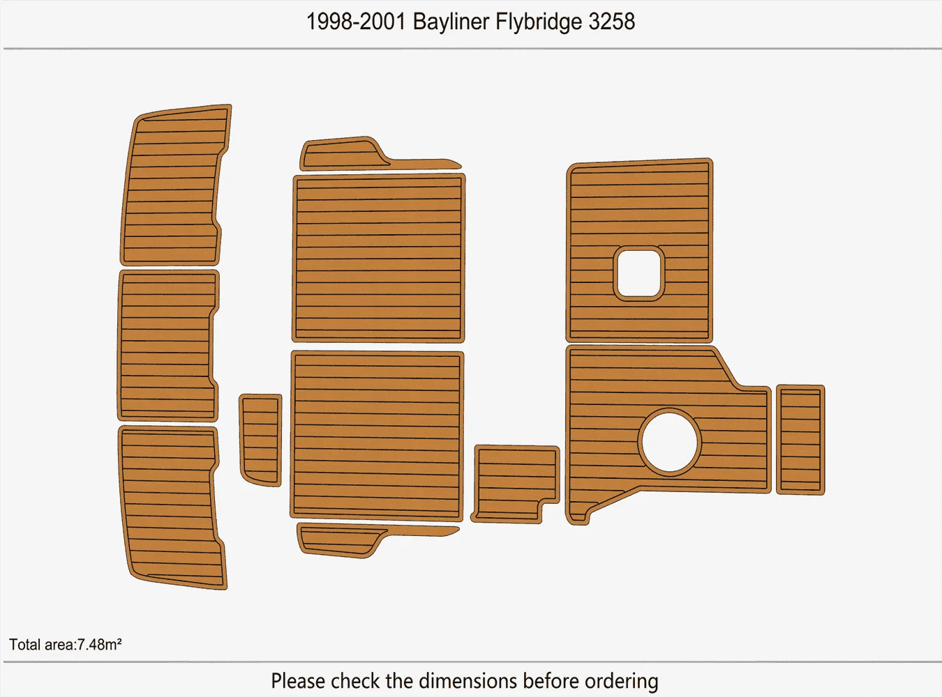 

1998-2001 Bayliner Flybridge 3258 Cockpit Swim platform 1/4" 6mm EVA deck floor