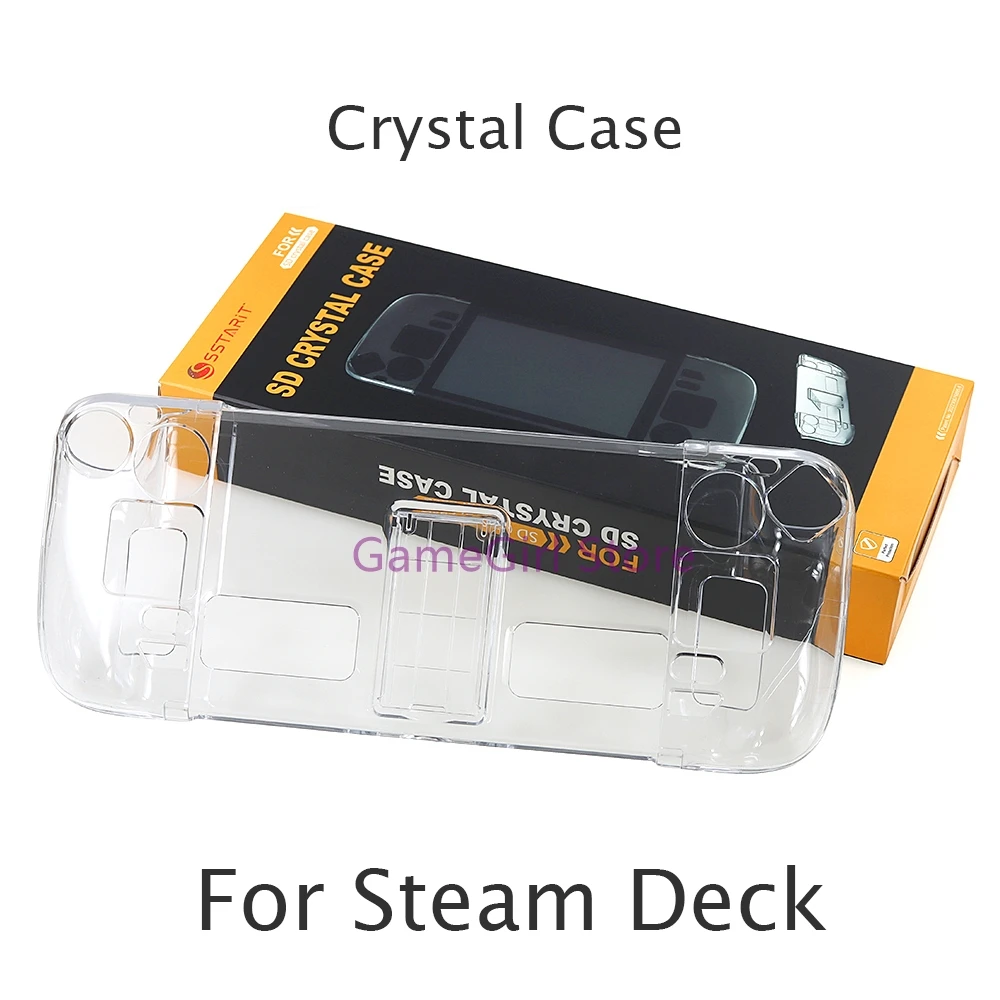 

6sets Transparent PC Crystal Case For Steam Deck Game Console Clear Split Protective Hard Shell Cover with Support
