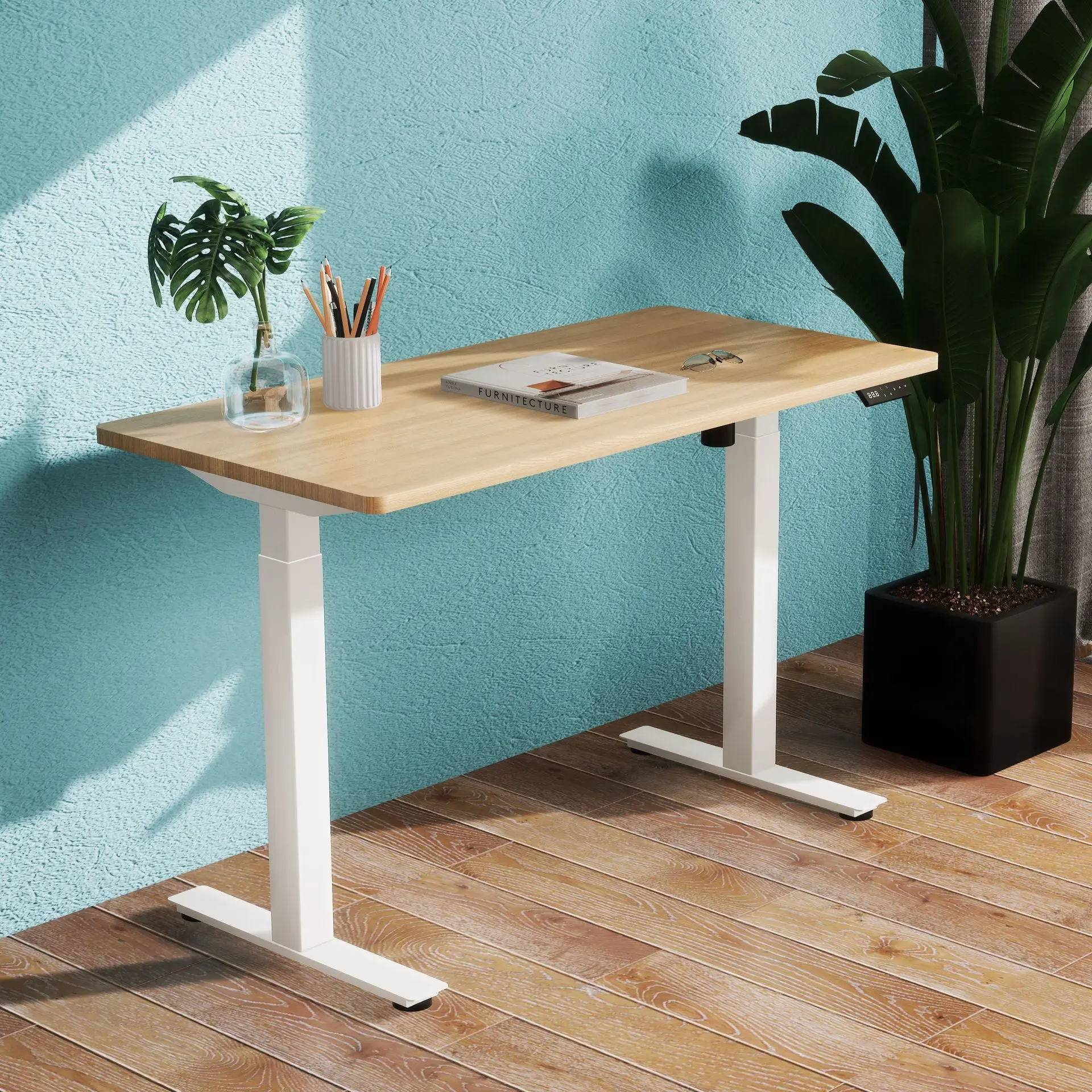 

Elevated Wooden Desk Home Office Desk Multiple Sizes Available,Simplicity,Easy to Care Wear,Resistant