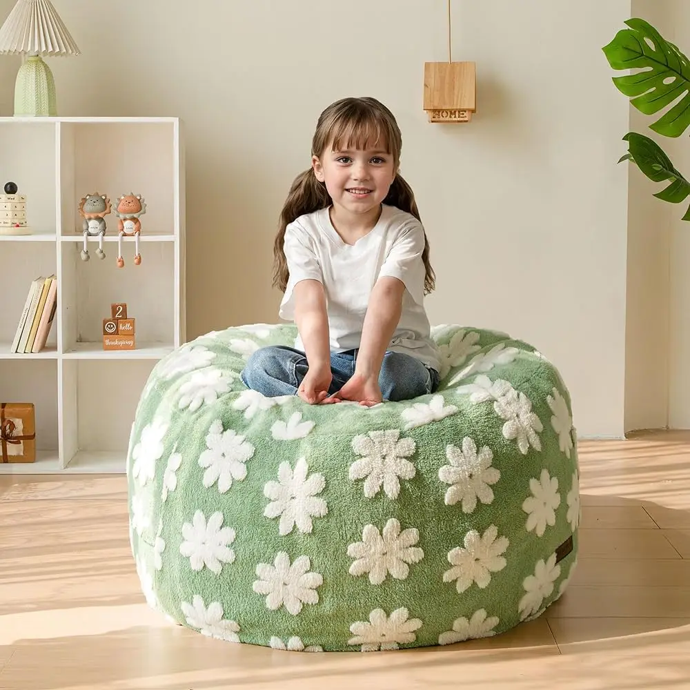 

Bean Bag Chair For Kids, Floral Pattern Lazy Chair With High-Density Foam Filling, Stuffed Floor Sofa Couch For Boys And Girls,