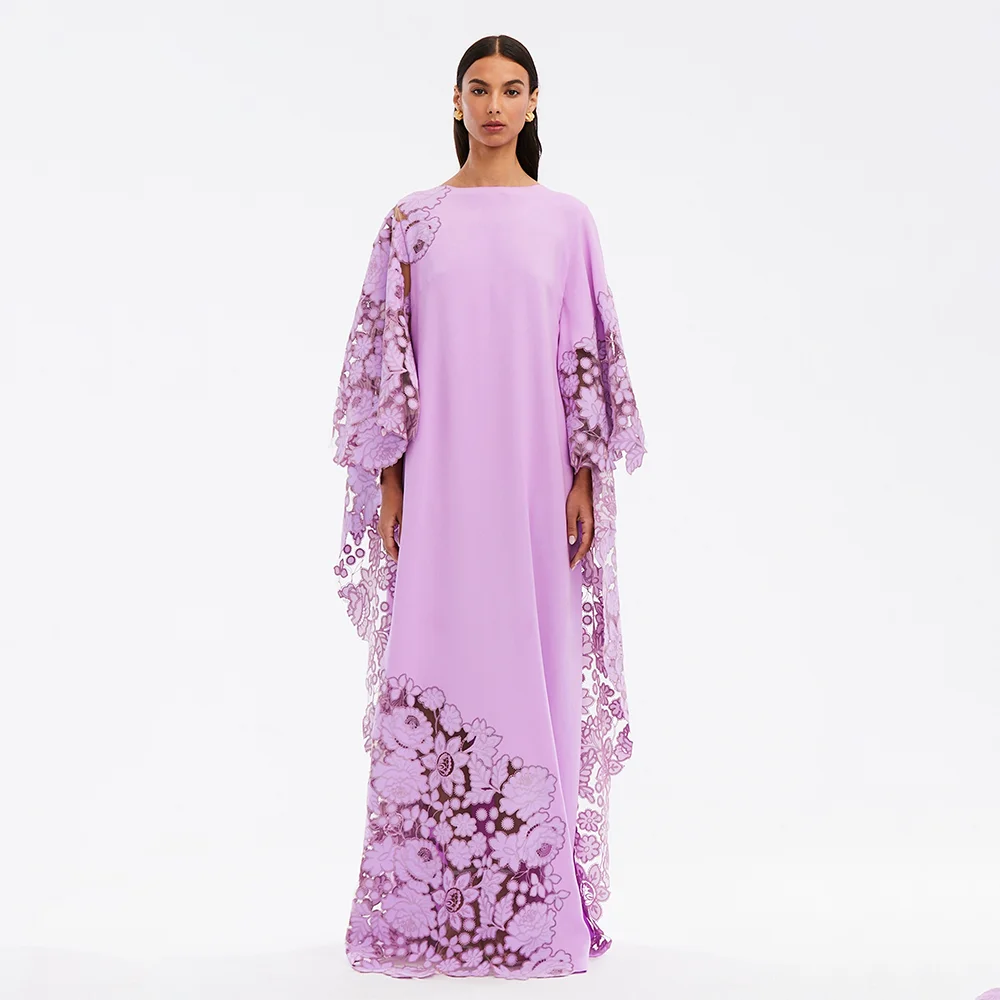 Customized Boat Neck Long Evening Dresses Elegant Formal Occasion Prom Gowns Long Sleeves 2026 Floor Length Prom Dresses