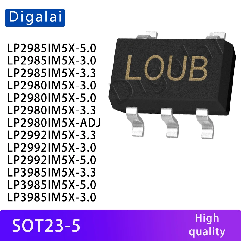 

100%New original 5pcs LP2985IM5X-5.0 LP2980 LP2992 LP3985 3.0 3.3 ADJ SOT23-5 LDO Linear regulator chip