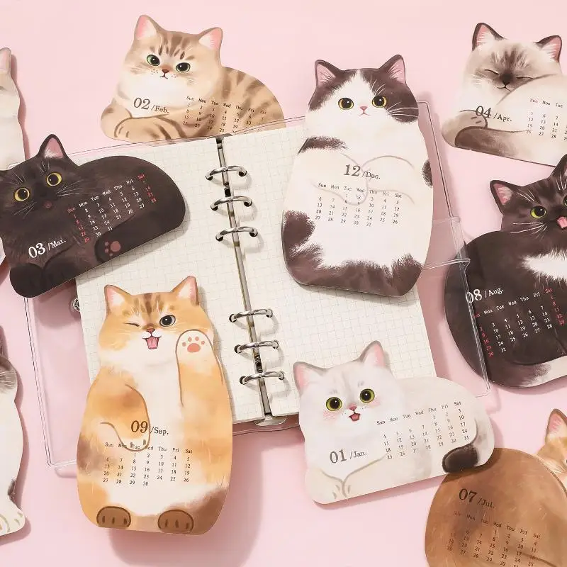 Cute Cat Dog Series Desk Calendar Table Planner Yearly Agenda Organizer Memo Notes For Home Office School Daily Scheduler