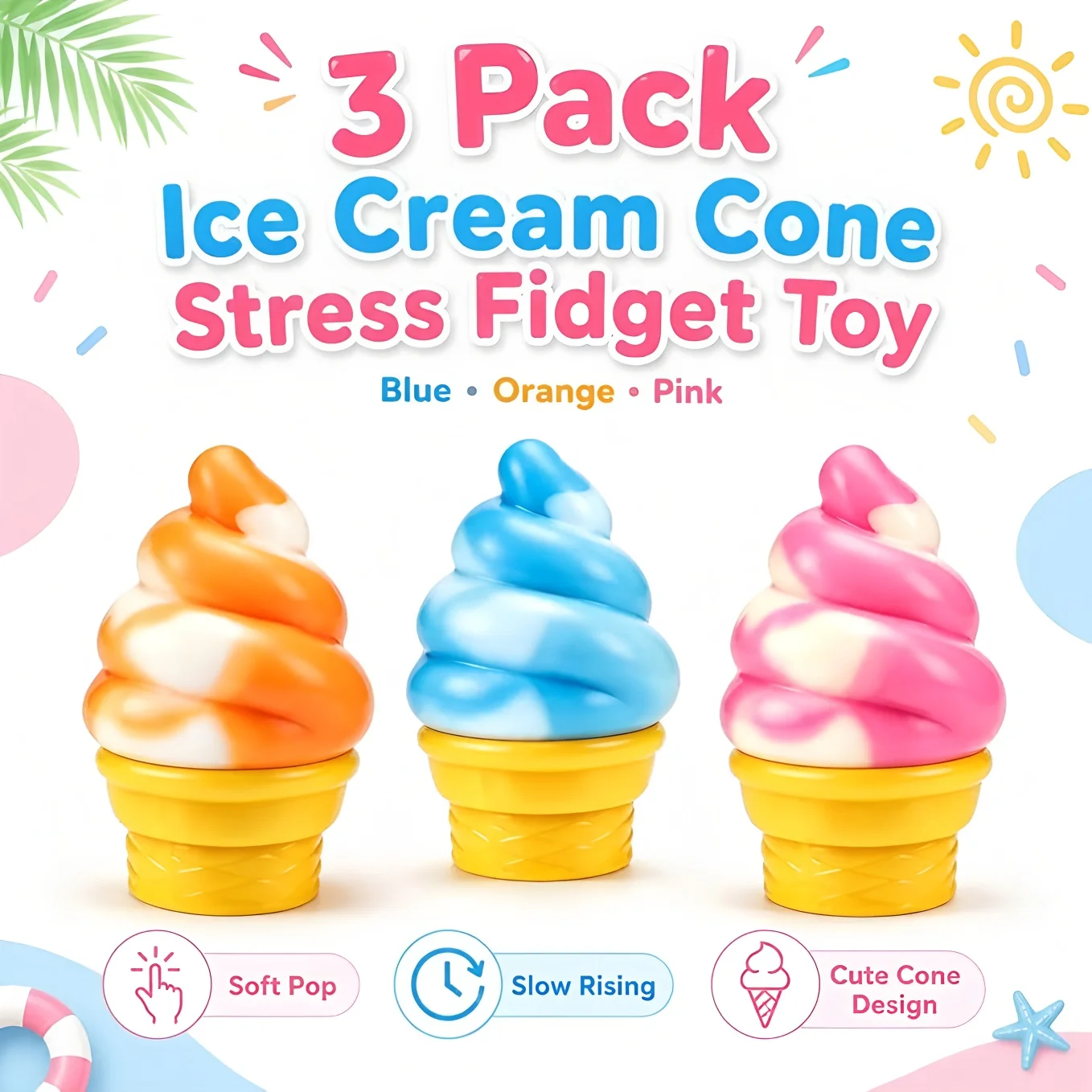 Ice Creams Squishy Toy Elastic Ice Creams Squeeze Toy Slow Rebound Anxiety Relief Anti-stress Funny Toy Decompression For Adults