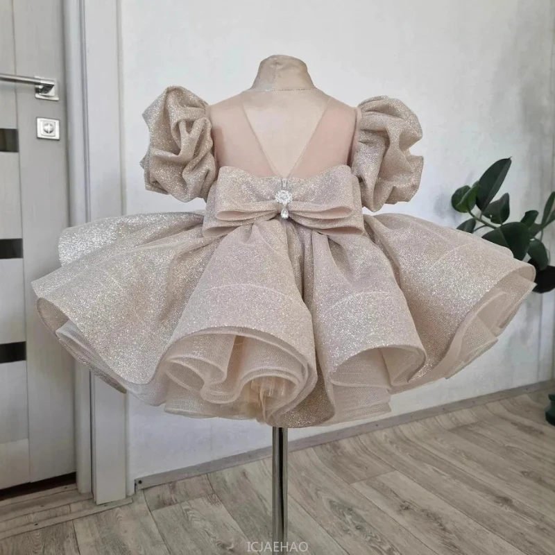 

Party Dress 2025Vestido Children French Puff Princess Tutu Gown Costume Wedding Flower Girl Outfit Sleeve Clothes Kids Fashion