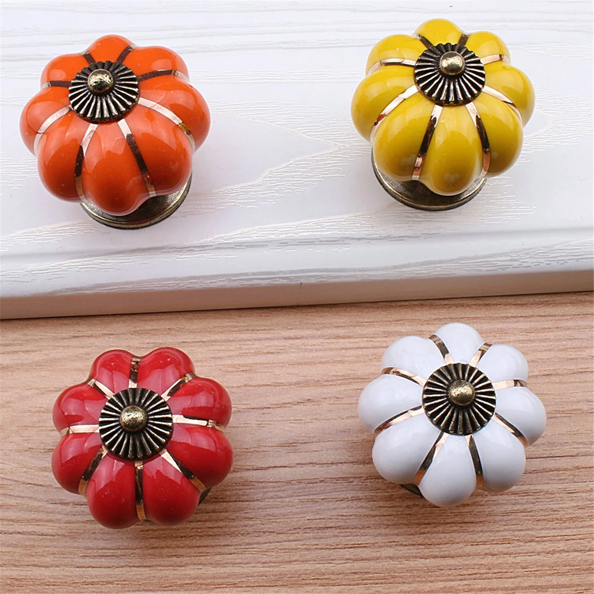 

ETRT 8 шт., керамические ручки в форме тыквы, 38 мм, ручки для ящиков, дверные ручки для шкафа, ручки для шкафа с одним отверстием